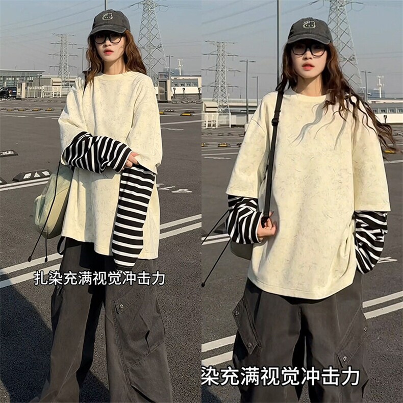 2026春季新款 C7064-TP3558 美式高街设计感假两件休闲卫衣男图片