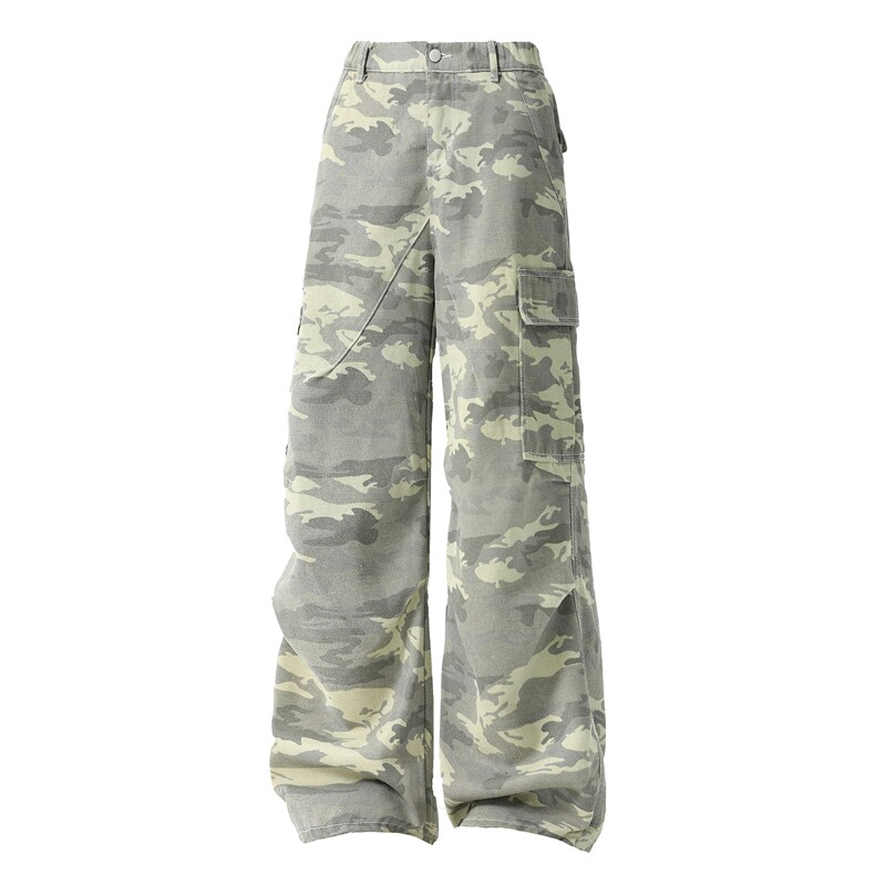 得物~抖音~迷彩牛仔长裤宽松水洗KZ014231-P60，男装牛仔裤，电商A247