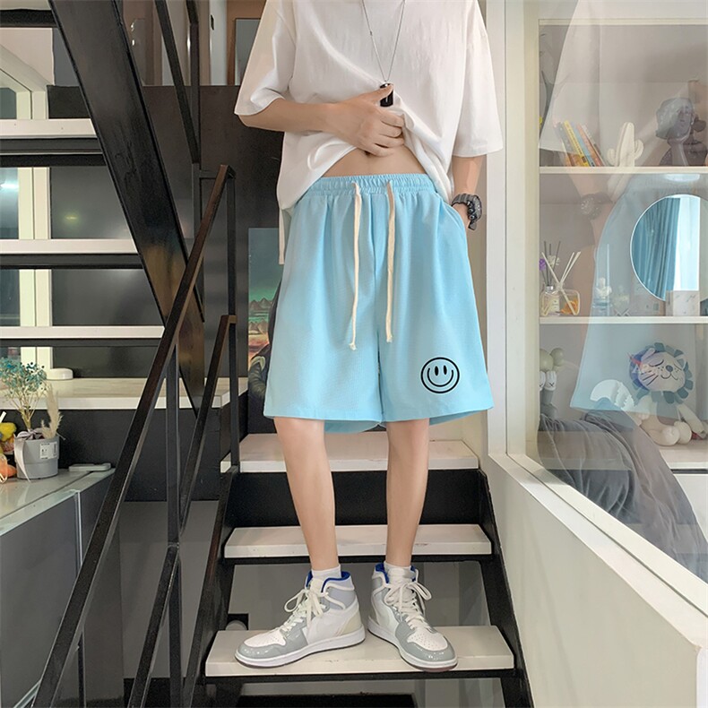 HD74224-P22华夫格短裤男大码宽松五分裤男直筒中裤,男装休闲裤,电商A040