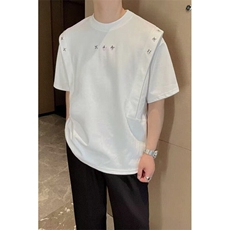 夏季新款痞帅男装设计感铆钉短袖T恤时尚垫肩轻奢风上衣TX005，男装T恤，星座1116A（原606A-3）