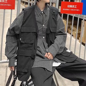 街头嘻哈机能风工装马甲男高街战术坎肩背心W512P35图片