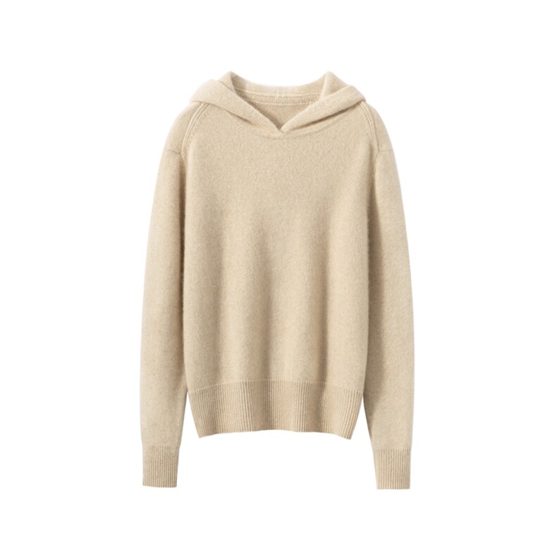 2025年秋季时尚百搭通勤简约休闲花纱帽衫，女装羊绒衫，臻维羊绒