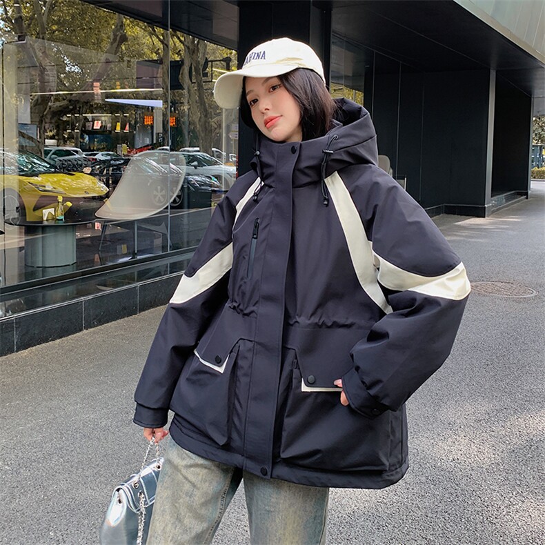 2024年冬季新款街头风时尚白鸭绒冲锋衣外套加绒加厚羽绒服女,女装羽绒服,辉之琳