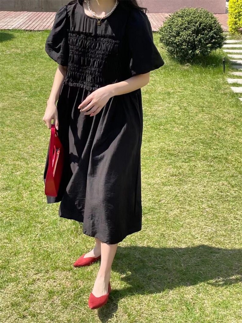 压邹三色连衣裙，女装连衣裙，HJ