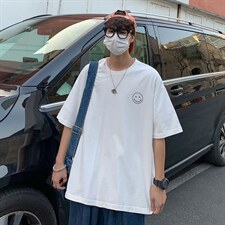 2023夏季新款 港风情侣宽松大码圆领潮流卡通印花半袖T恤 T04-P28图片