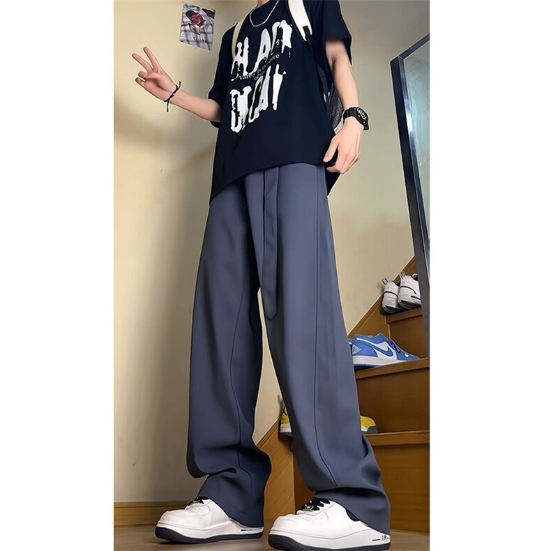 直播得物大码宽松夏季冰丝裤休闲裤西裤K36特批45,男装休闲裤,星座617B