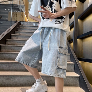 韩版多口袋宽松五分裤工装牛仔短裤男夏季潮流港风中裤 K3347-P38图片