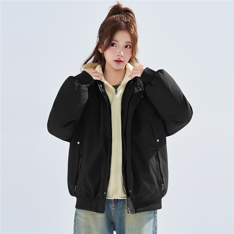 新款冬季大码羽绒棉服棉袄连帽假两件韩版宽松外套A436-2583-P95图片