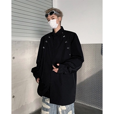 男装衬衫24春季金属设计感男休闲长袖衬衣衫XZ514-2-202416-P78，男装衬衫，星座514-2(原B239)