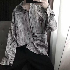 高级感复古慵懒港风花衬衫潮流垂感宽松情侣装长袖衬衣，男装衬衫，星座1210-1