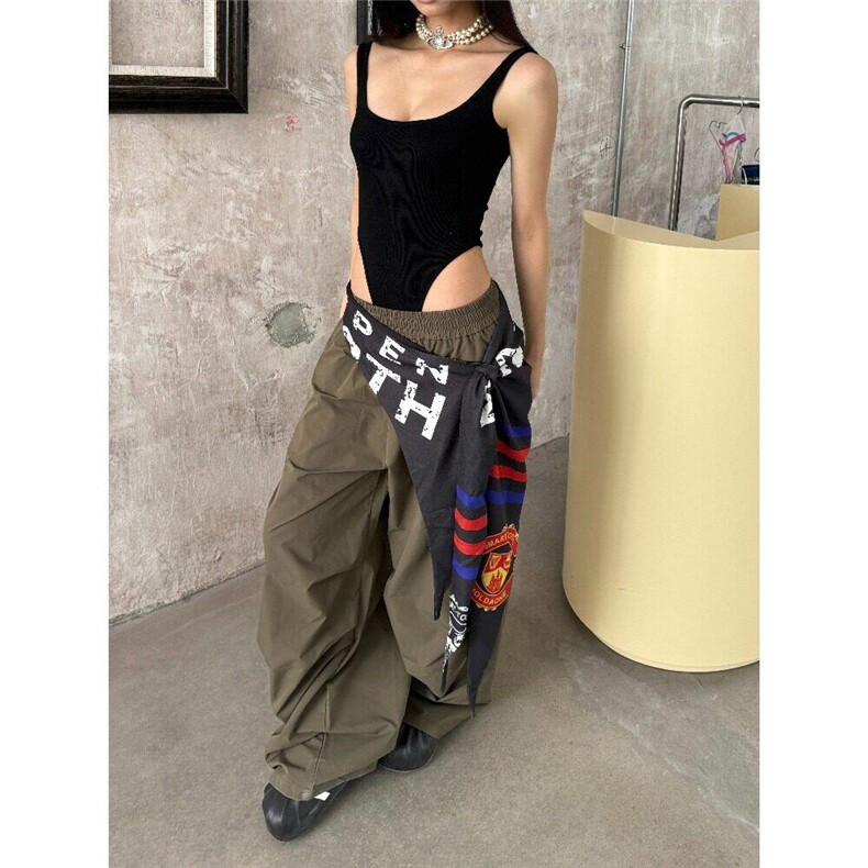 美式复古设计感屁帘工装伞兵裤男女百搭宽松阔腿长裤LBB30444-P51,男装工装外套,星座1008