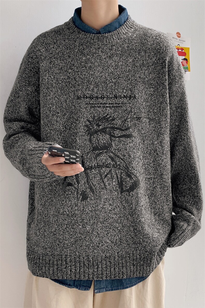 ！2023秋冬新款男士卡通印花圆领毛衣加厚品质针织衫M211P45,男装针织衫/毛衣,电商B220