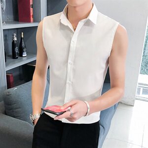 B302 CS203 特 2021夏装新款男士无袖衬衫衬衣 跑量神器图片