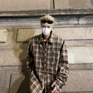 日系复古cityboy衬衫秋冬季男生学院风加厚保暖格子衬衣 CJ188图片