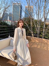 秋季新款韩版时尚修身显瘦气质高雅淑女连衣裙，女装连衣裙，荷塘月色