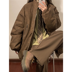 中性PU皮复古做旧双侧金属拉链夹克式加棉棉衣男MY77092P130控198，男装夹克，星座227-7
