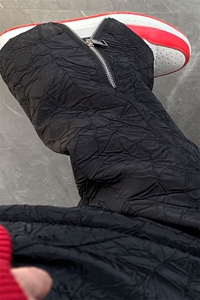 港风乱皱面料拉链设计休闲裤男潮流拖地直筒长裤男K77720P50控69图片