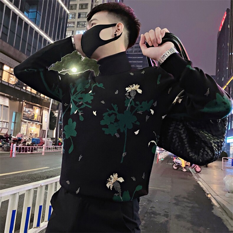 LV104/P103控143冬季社会小伙高领美系韩版针织衫打底毛衣男士黑1,男装T恤,星座305B