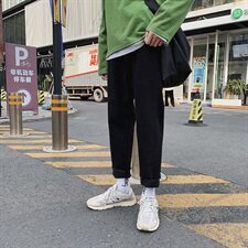 男士九分牛仔裤春秋黑色韩版潮流百搭宽松潮牌直筒裤7104-P35，男装牛仔裤，电商A318