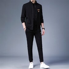 男士运动套装春秋季中年高端休闲潮流男装时尚卫衣跑步服三件套男，男装休闲套装，电商B212（原钱塘6029）