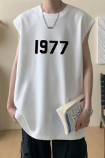 2025新款重磅高品质纯棉无袖坎肩背心1977印花BX601-特P18，男装背心/马甲，星座508（原C305）