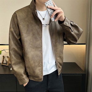 2024店主风秋季新款pu皮立领休闲皮衣夹克外套男潮PY163-P135图片