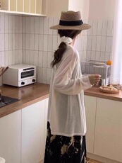 轻薄透气长袖针织开衫女夏季修身显瘦防晒罩衫上衣，女装针织衫/毛衣，织己羊绒