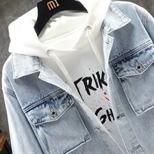 挂拍牛仔外套男潮牌秋季新款韩版潮流帅气夹克男装上衣9151-P85，男装夹克，电商A318