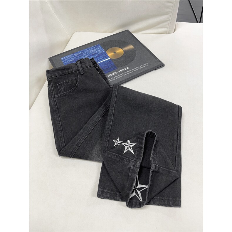 B221美式ins高街暗黑刺绣修身微喇牛仔裤LK25605-特P45控78,男装牛仔裤,电商B221