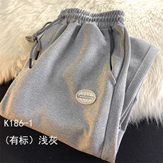秋冬季男士华夫格卫裤ins休闲裤束脚裤K186常规P30加绒P35，男装休闲裤，星座1107