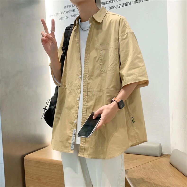 日系短袖衬衫男女INS潮牌上衣韩版宽松休闲夏季薄款衬衣C2023-P28,男装衬衫,星座1008-1