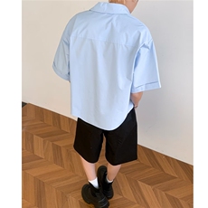 短袖宽设计高级感衬衫cleanfit男女情侣休闲宽松短袖衬衣LS47P39，男装T恤，星座1013-5