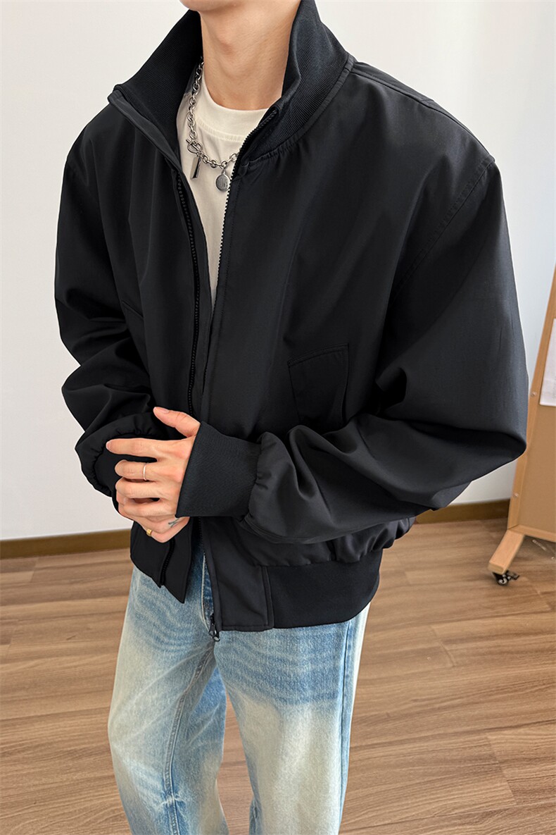 首单5W件黑色vintage美式硬汉夹克立领棒球服5Q1142-TP35不,男装夹克,电商A102