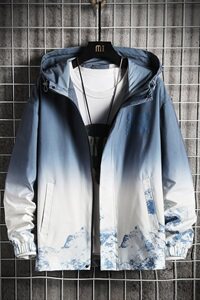 秋季男士外套 新款韩版潮流春秋季潮牌渐变连帽夹克男DS857TP65图片