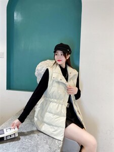 冬季新款修身抽绳羽绒马甲图片