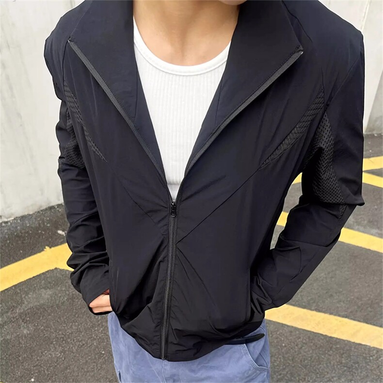 春夏款高品质冰感速干防晒服休闲户外运动外套透气弹力机能风夹克,男装防晒衣,电商A486-1