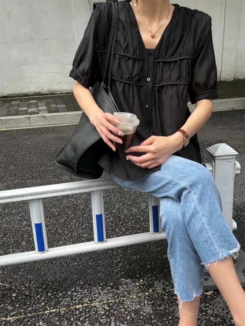 夏季新款韩版飞袖设计洋气小衫,女装其它,L·H·X