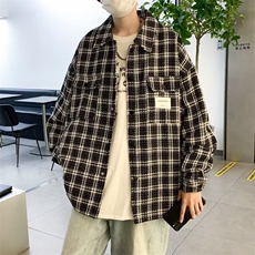 春秋港风复古格子外套男高街ins潮牌宽松休闲夹克上衣W5177-P67，男装夹克，星座512-2