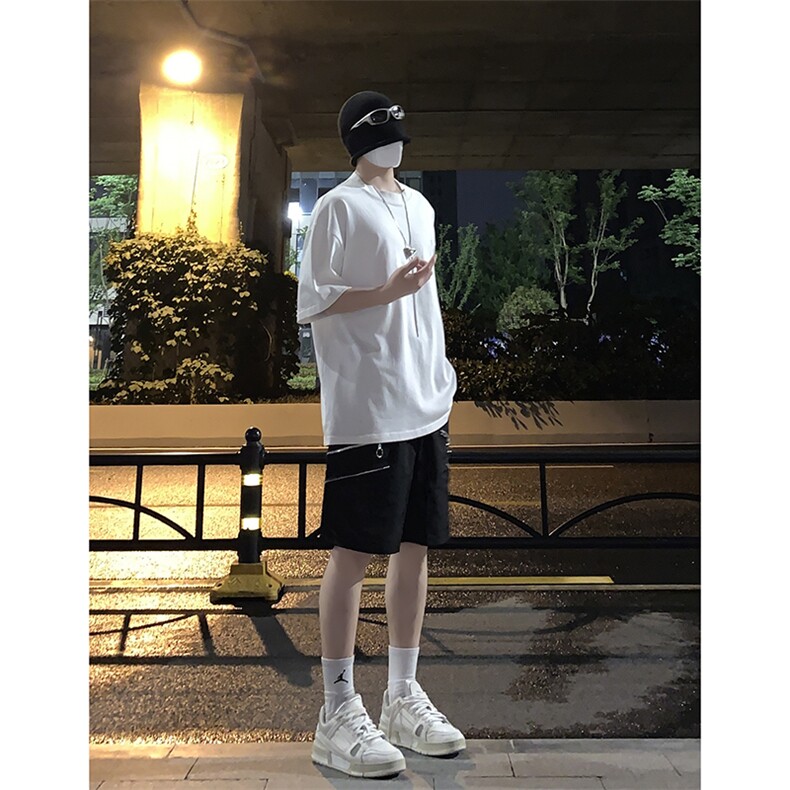 B221美式ins高街暗黑小众拉链宽松五分裤短裤LK23061-P50控68,男装休闲裤,电商B221
