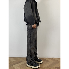 B221美式ins高街暗黑重工艺宽松微喇牛仔裤LK23128-P60控78，男装牛仔裤，电商B221