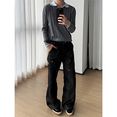 老钱风假两件polo领毛衣针织衫W1838/特P56，男装针织衫/毛衣，电商B350