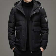 21冬装连帽宽松纯色羽绒服男士休闲保暖外套90%白鸭绒ZG2936-P270，男装羽绒服，电商B212（原钱塘6029）