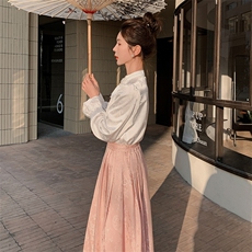 【现货新品】2024春装新款新中式衬衫改良马面裙套裙，女装套装/套裙，浙宝220