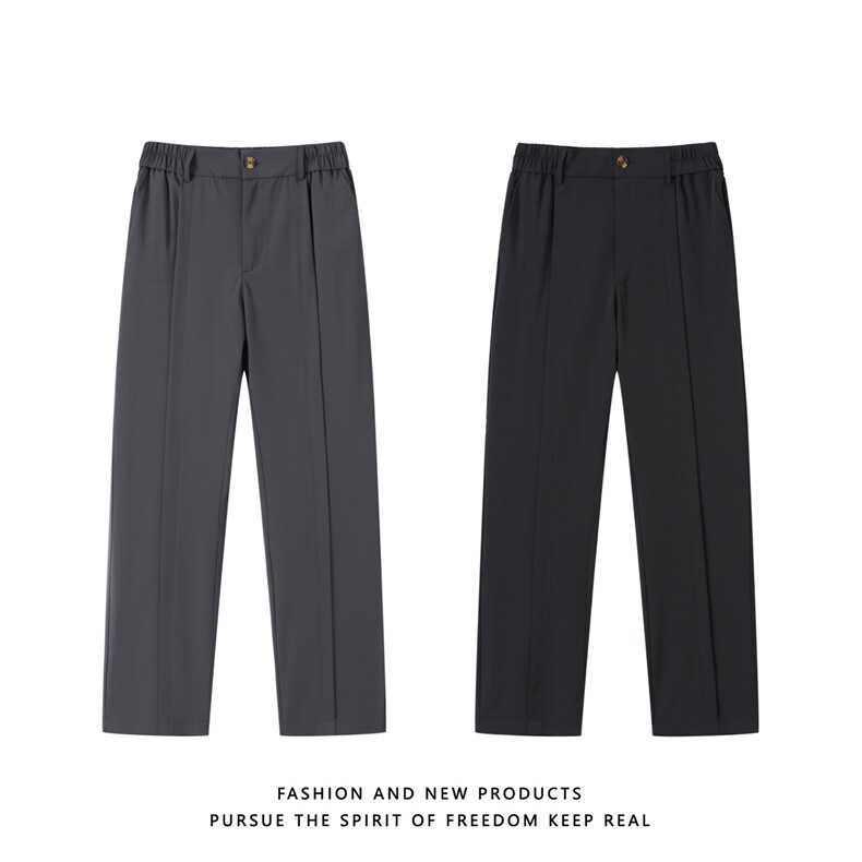 抖音得物秋冬高克重垂感小西裤男宽松直筒休闲裤K10067-特P42控78，男装西裤，电商A099