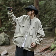 棒球服男春秋美式高街飞行员夹克高级感帅宽松工装夹克W5246-P61，男装夹克，星座412
