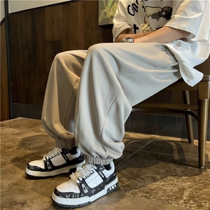 美式高街束脚运动裤男女夏季设计感抽绳印花哈伦卫裤休闲裤~X2023