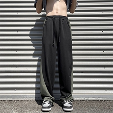 休闲裤男韩版潮流拼色帅气2024夏季新款ins宽松直筒裤K3907-P32，男装休闲裤，星座412-3