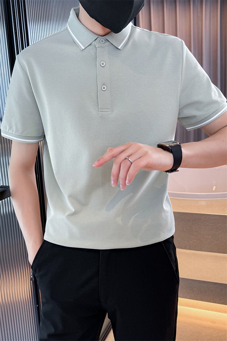 2025夏季7A抑菌主推撞色领常年短袖T恤翻领Polo衫D342-2258特P42,男装T恤,电商D342
