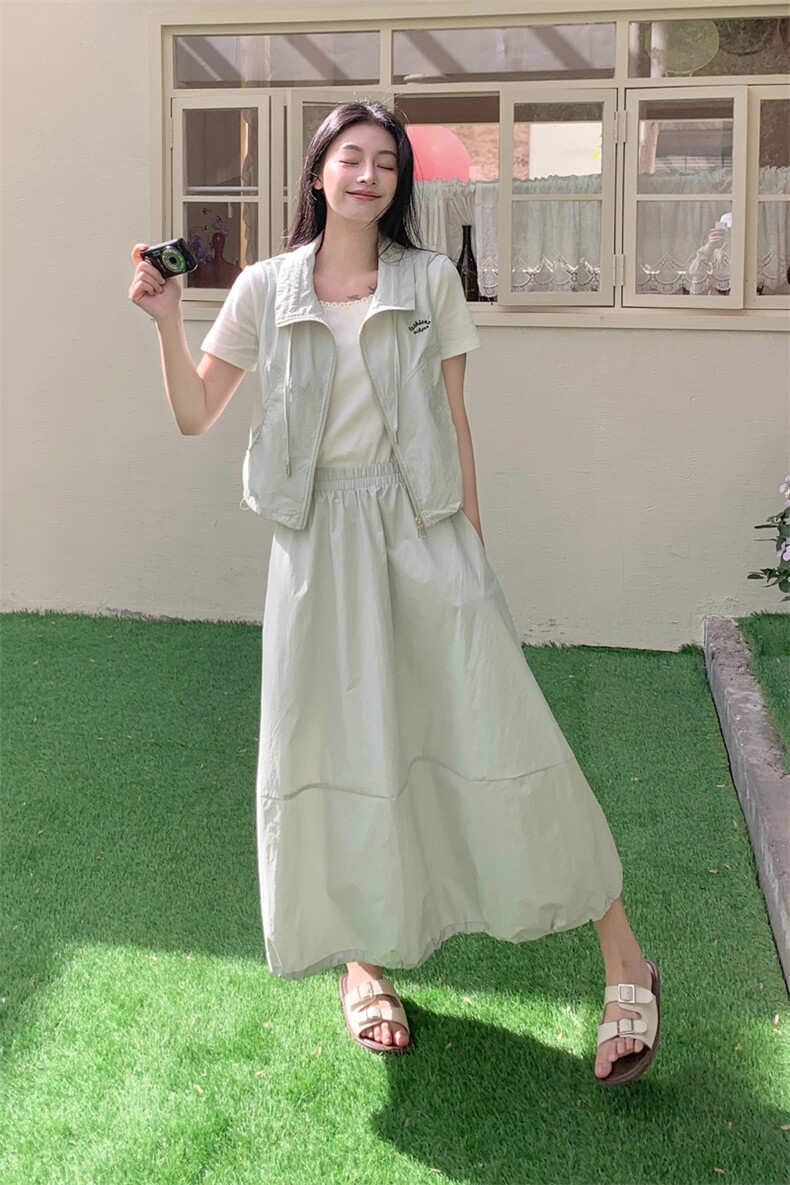 休闲工装马甲半身裙套装女2025夏季流行爆款气质显瘦高级感两件套,女装套装/套裙,2C218