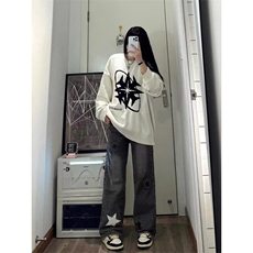 D5159-P45新款2024星星牛仔裤薄款美式直筒显瘦长裤子-网图现货，男装牛仔裤，星座603-2